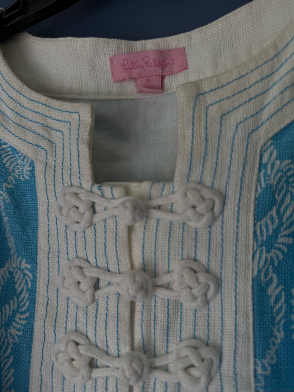 Lilly Pulitzer Row Your Boat Blue and White Rope Print Sleeveless Shift Dress - Picture 4 of 14
